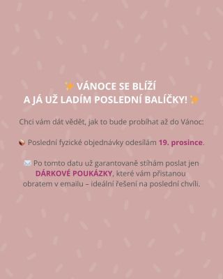 ✨ Vánoce jsou za rohem a já pro vás s láskou chystám poslední balíčky! ✨ Do 19. prosince vše stíhám odeslat s doručením...